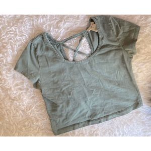 Olive Green Criss Cross Crop Top